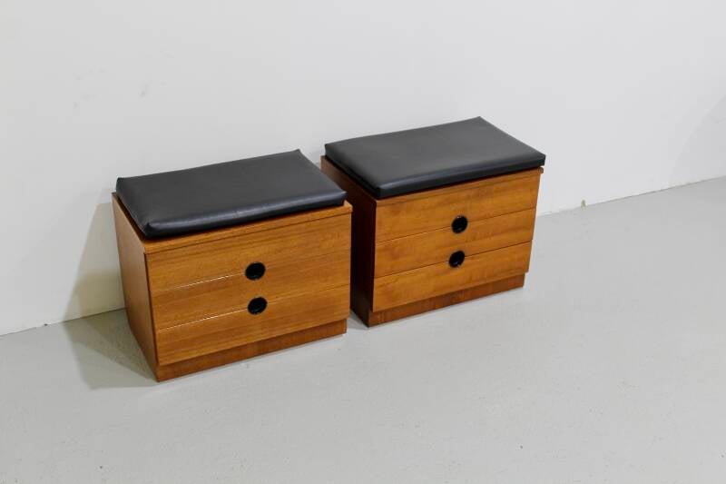 Vintage set krukjes, nachtkastjes - teak, jaren '60 | 01212