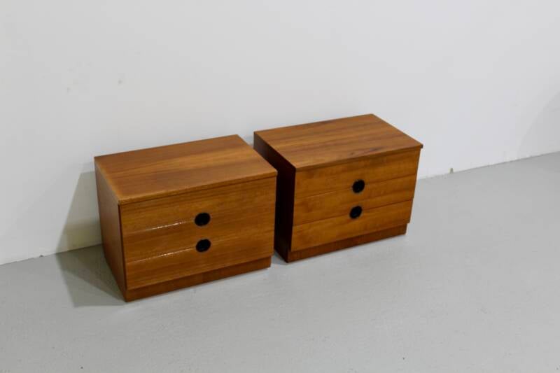 Vintage set krukjes, nachtkastjes - teak, jaren '60 | 01212