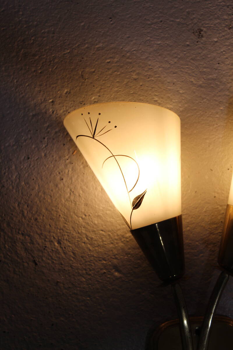 Vintage wandlamp - jaren '50, messing, glas