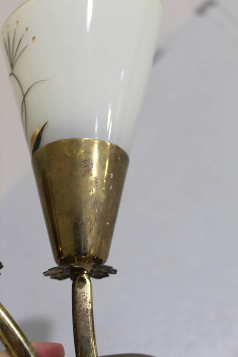 Vintage wandlamp - jaren '50, messing, glas