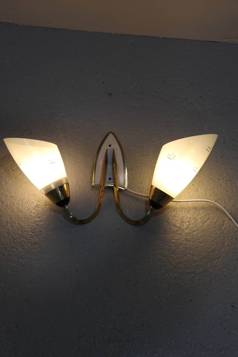 Vintage wall lamp - 1950s, brass, glass | 01340