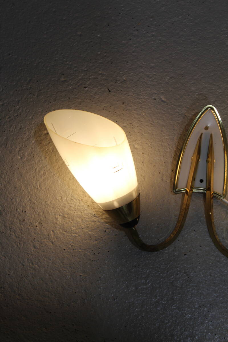 Vintage wall lamp - 1950s, brass, glass | 01340