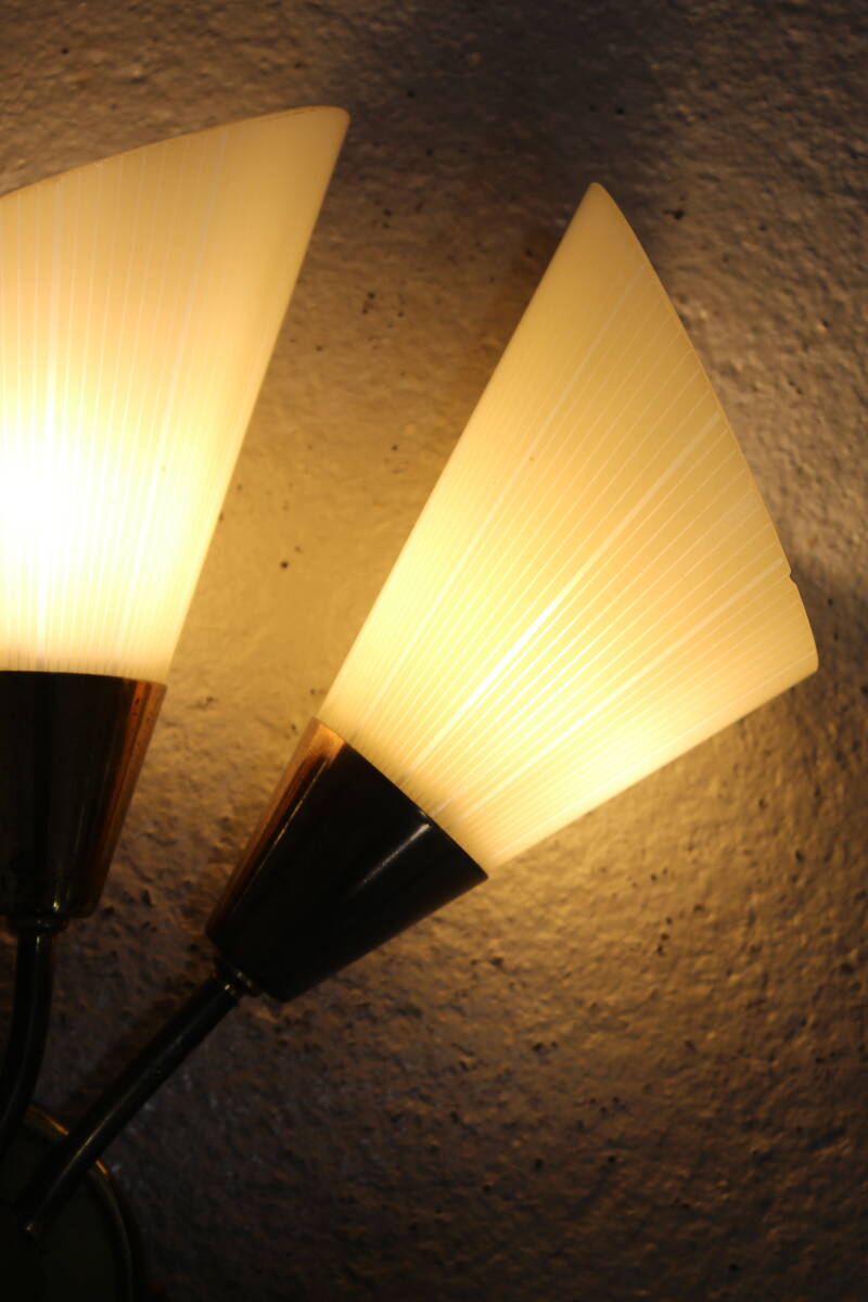 Vintage wall lamp - 1950s, brass, glass | 01341