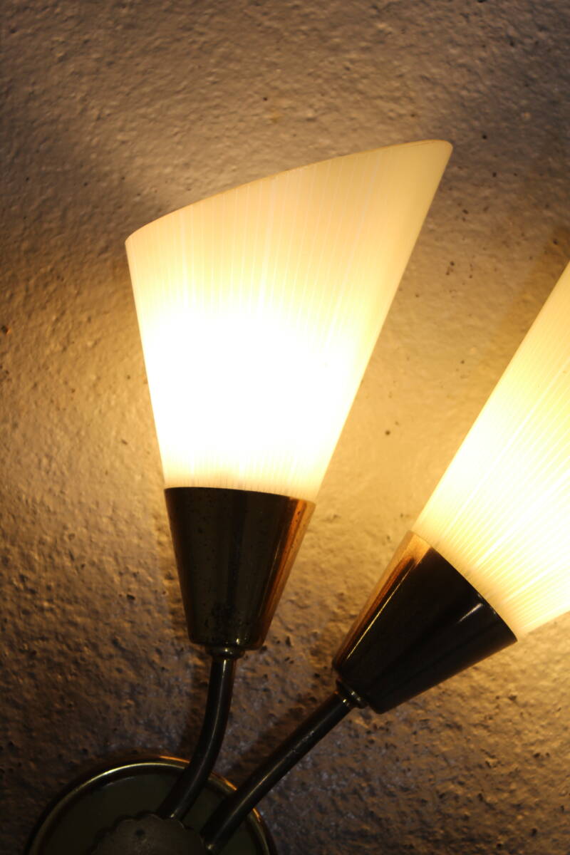Vintage wall lamp - 1950s, brass, glass | 01341