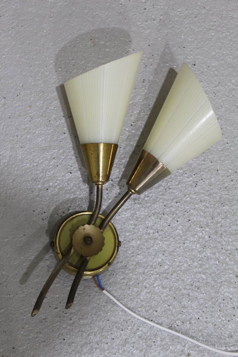 Vintage wall lamp - 1950s, brass, glass | 01341
