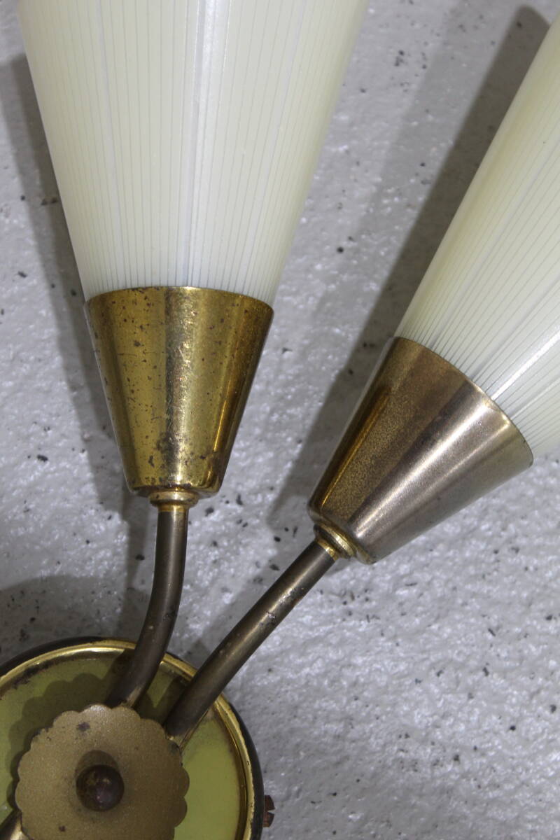 Vintage wall lamp - 1950s, brass, glass | 01341