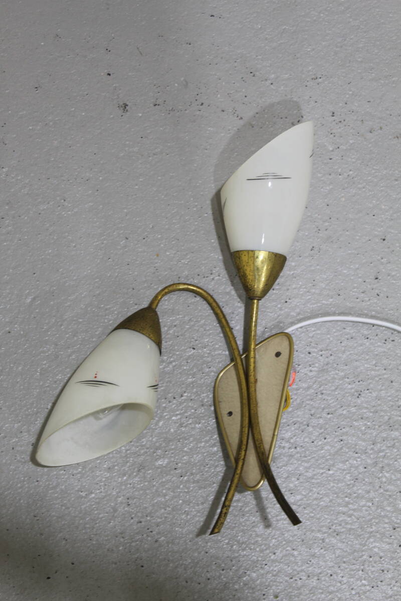 Vintage wall lamp - 1950s, brass, glass | 01342