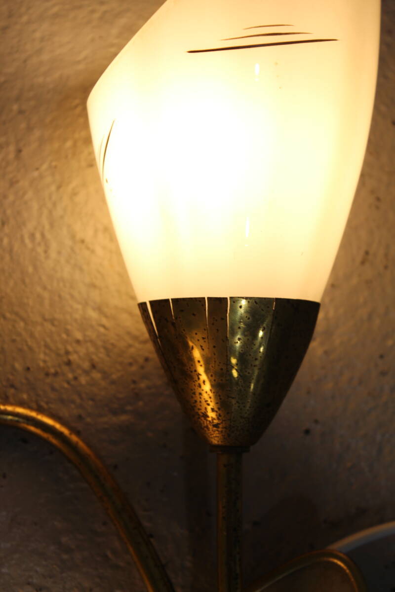 Vintage wall lamp - 1950s, brass, glass | 01342