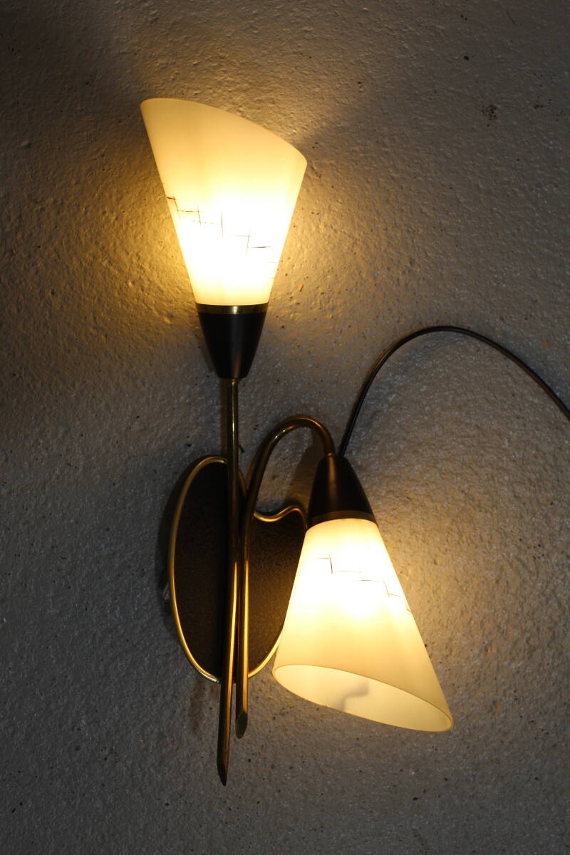 Vintage wall lamp - 1950s, brass, glass | 01342