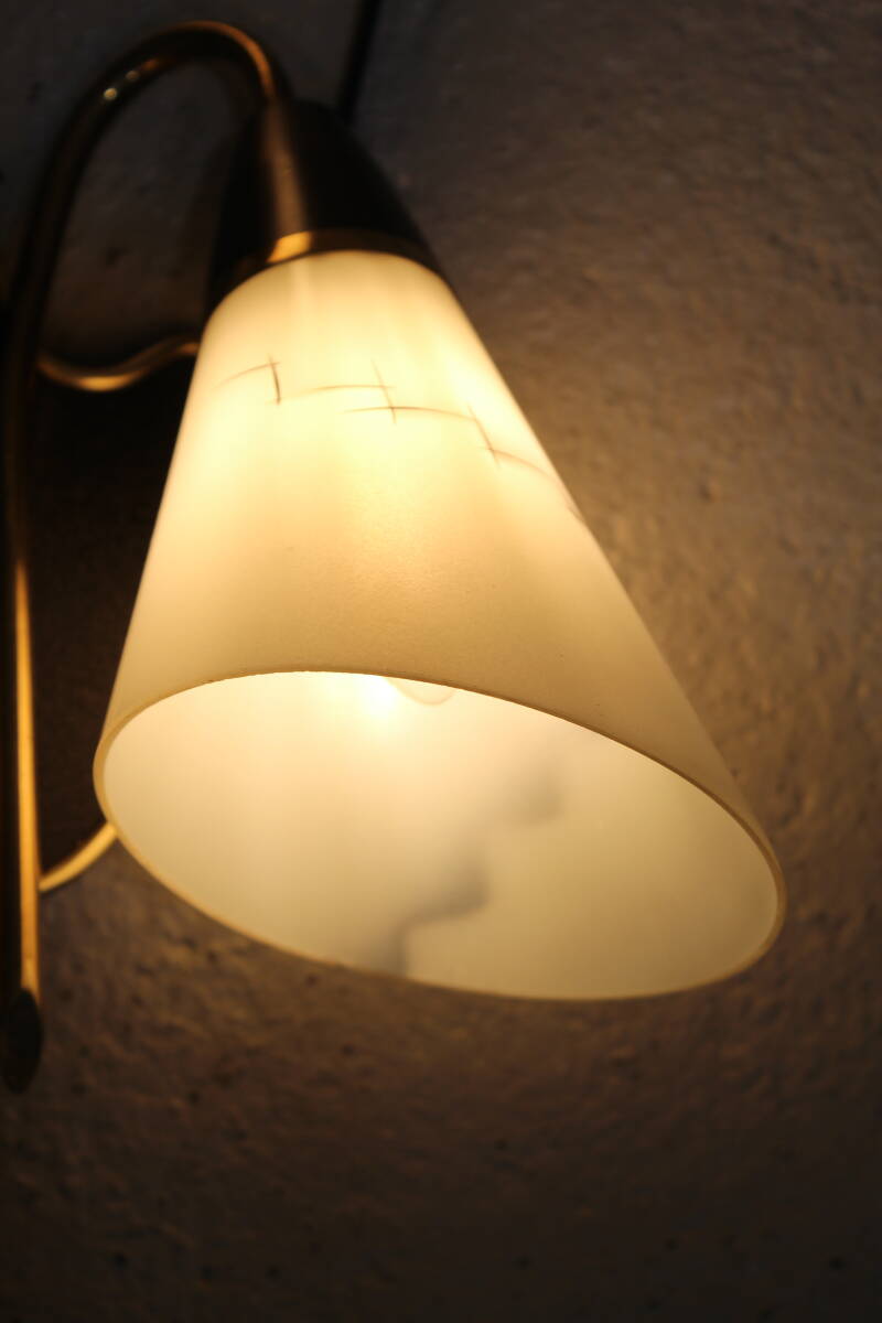 Vintage wall lamp - 1950s, brass, glass | 01342