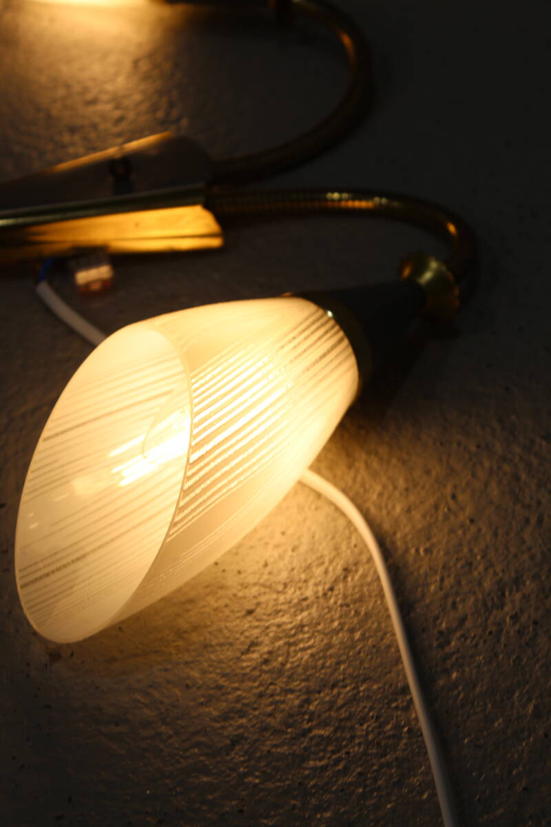 Vintage buigbare wandlamp - jaren '50, messing, glas