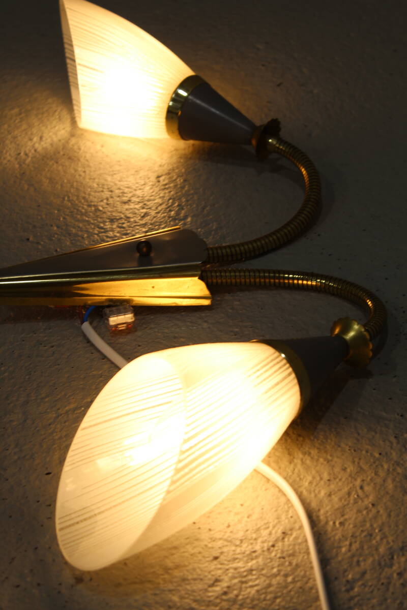 Vintage buigbare wandlamp - jaren '50, messing, glas