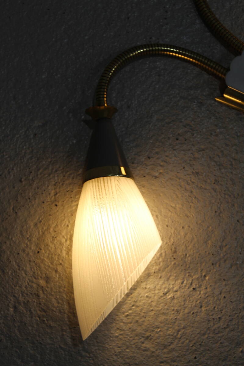 Vintage buigbare wandlamp - jaren '50, messing, glas