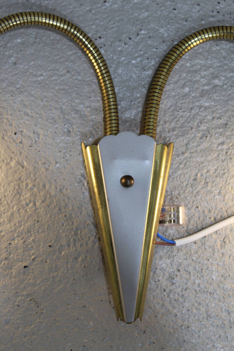 Vintage buigbare wandlamp - jaren '50, messing, glas