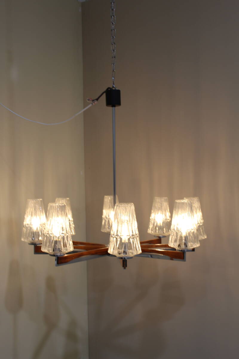 Vintage plafondlamp, kroonluchter 7-armig - jaren '50 | 01391