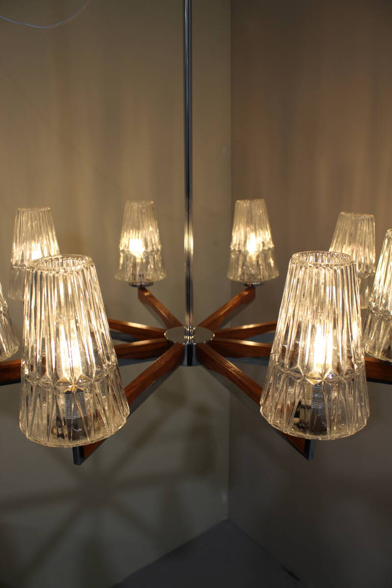 Vintage plafondlamp, kroonluchter 7-armig - jaren '50 | 01391