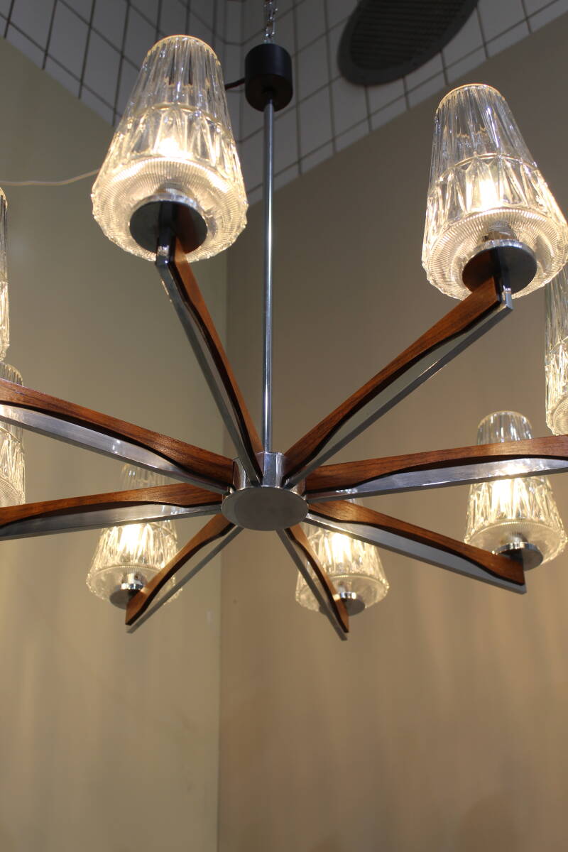 Vintage plafondlamp, kroonluchter 7-armig - jaren '50 | 01391
