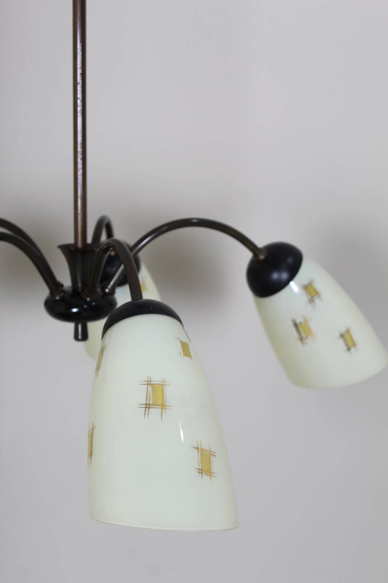 Vintage chandelier, ceiling lamp, 5-arms - 1950s | 01358
