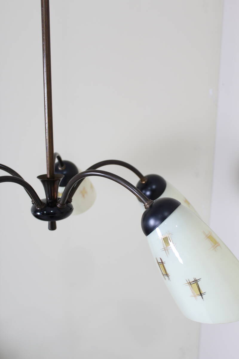 Vintage chandelier, ceiling lamp, 5-arms - 1950s | 01358
