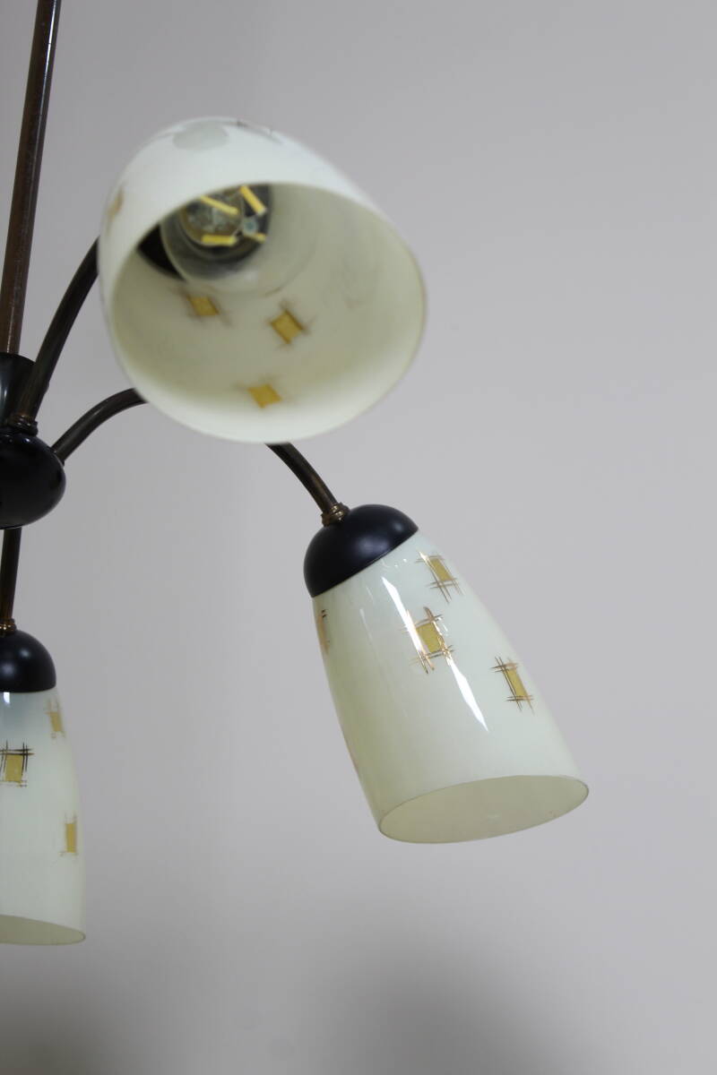 Vintage chandelier, ceiling lamp, 5-arms - 1950s | 01358