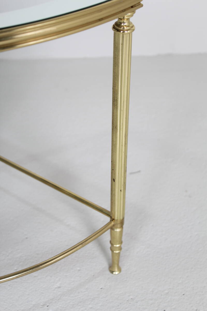 Vintage corner table, side table, plant table - glass, brass 70s | 01407