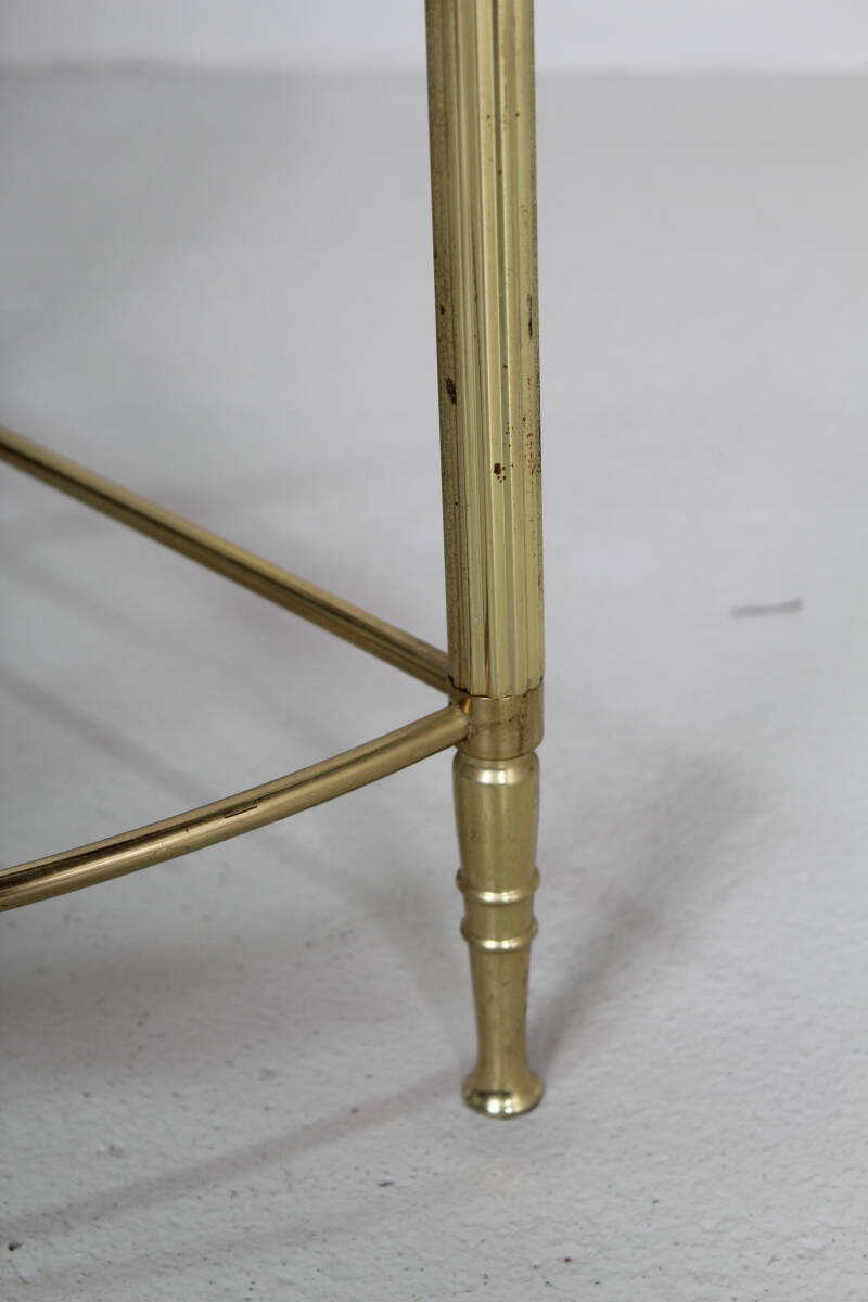 Vintage corner table, side table, plant table - glass, brass 70s | 01407