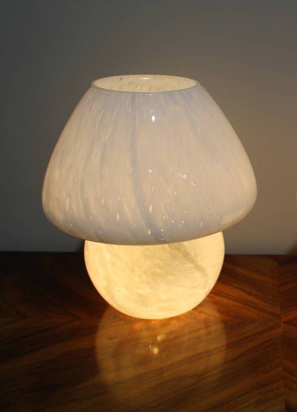 Vintage Pilzlampe - weißes Glas, 70er | 01426