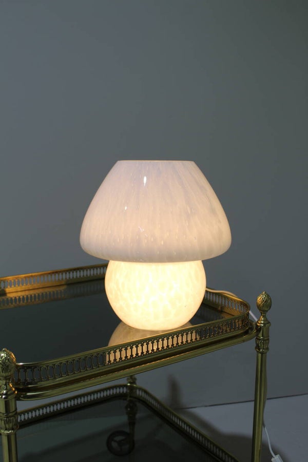 Vintage Pilzlampe - weißes Glas, 70er | 01426
