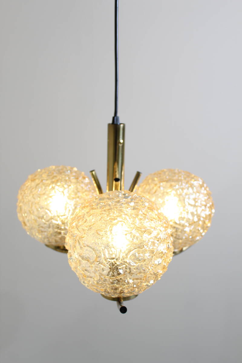 Vintage pendant lamp Richard Essig - 3-armed, brass 1970s | 01363