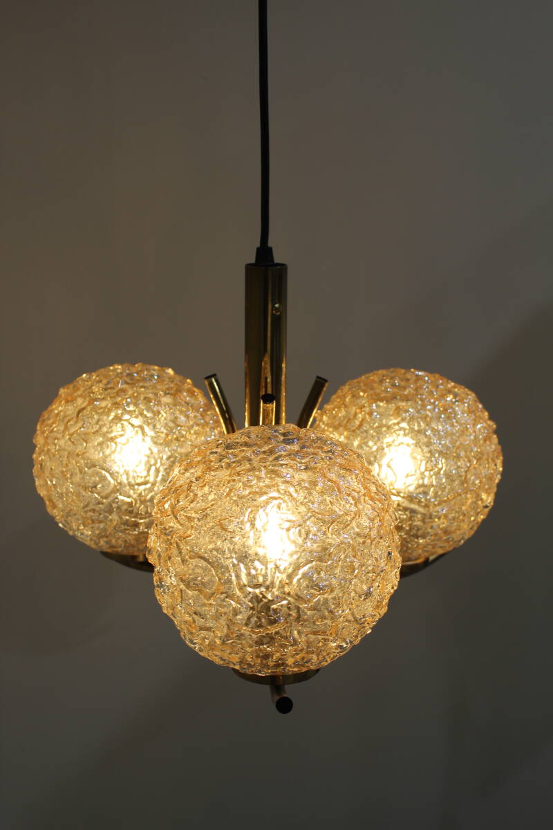 Vintage pendant lamp Richard Essig - 3-armed, brass 1970s | 01363