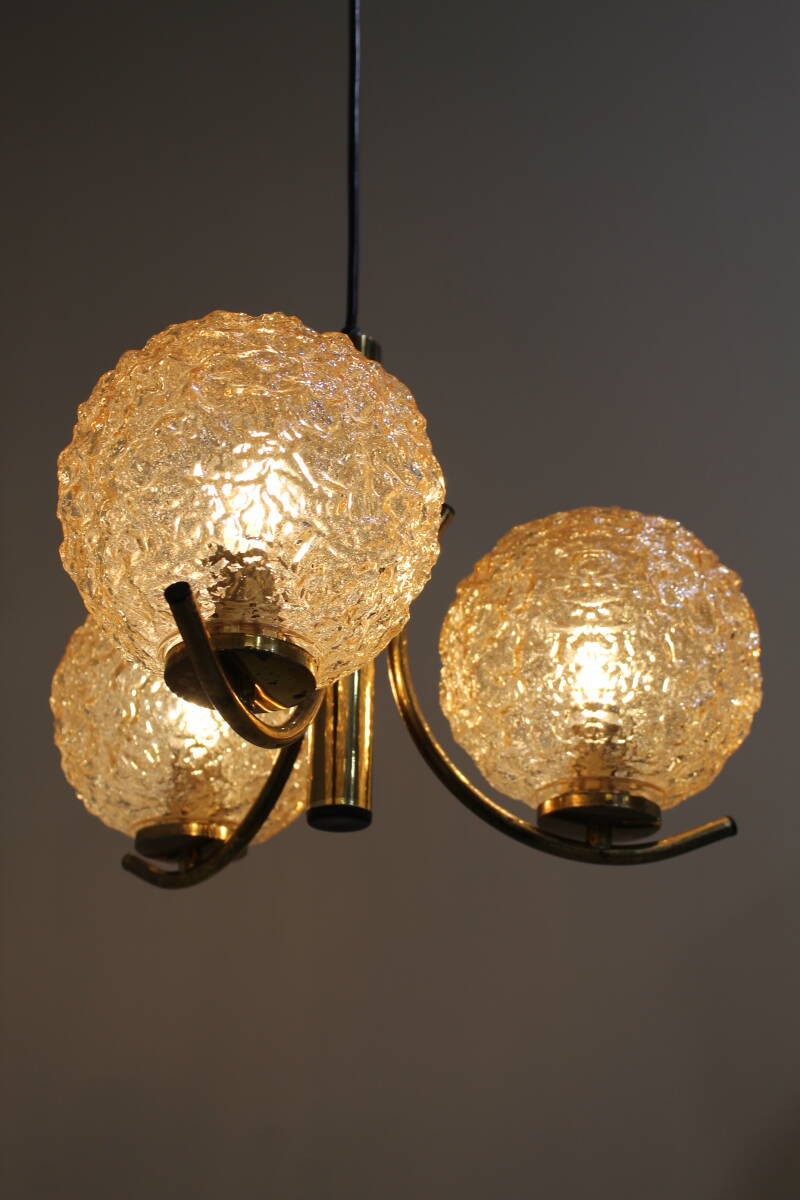 Vintage pendant lamp Richard Essig - 3-armed, brass 1970s | 01363