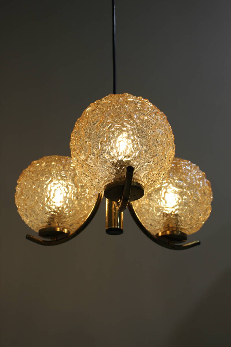 Vintage pendant lamp Richard Essig - 3-armed, brass 1970s | 01363