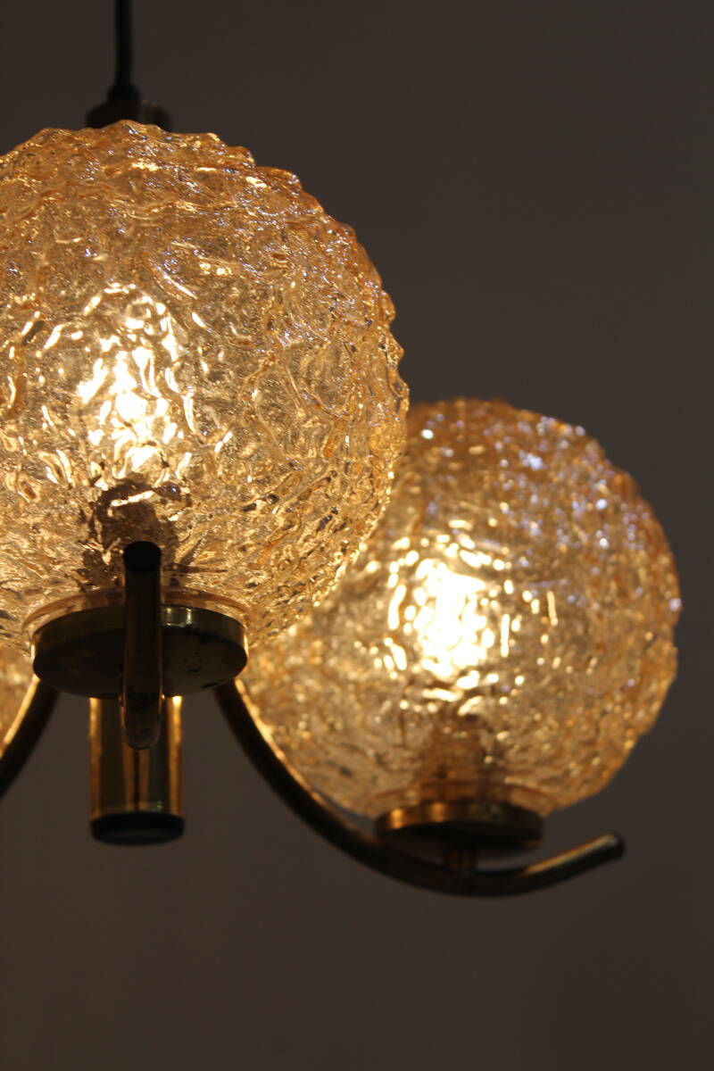 Vintage pendant lamp Richard Essig - 3-armed, brass 1970s | 01363