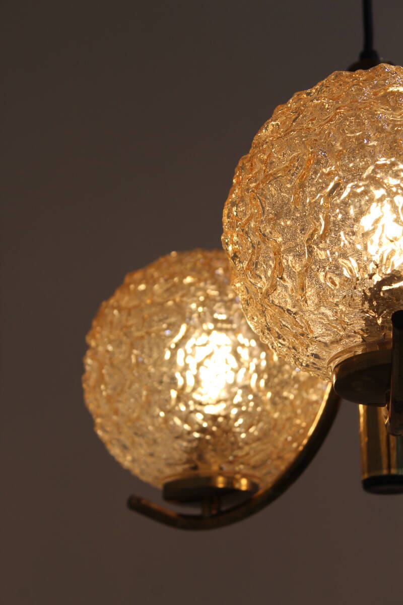 Vintage pendant lamp Richard Essig - 3-armed, brass 1970s | 01363