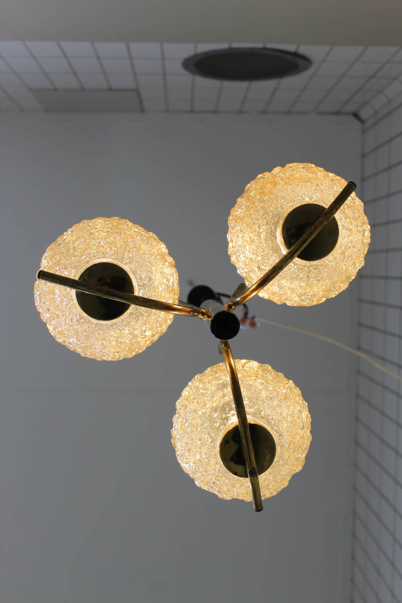 Vintage pendant lamp Richard Essig - 3-armed, brass 1970s | 01363