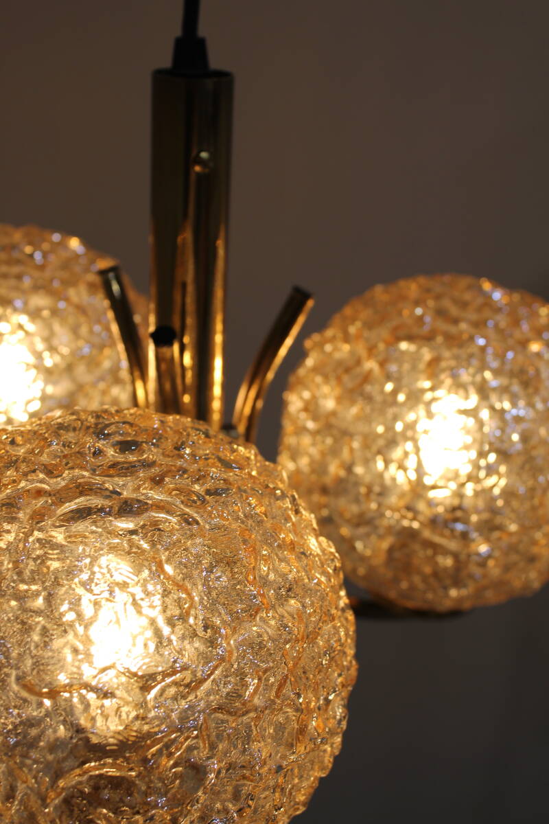 Vintage pendant lamp Richard Essig - 3-armed, brass 1970s | 01363