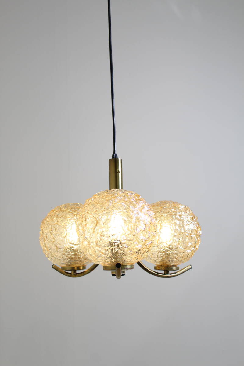 Vintage pendant lamp Richard Essig - 3-armed, brass 1970s | 01363