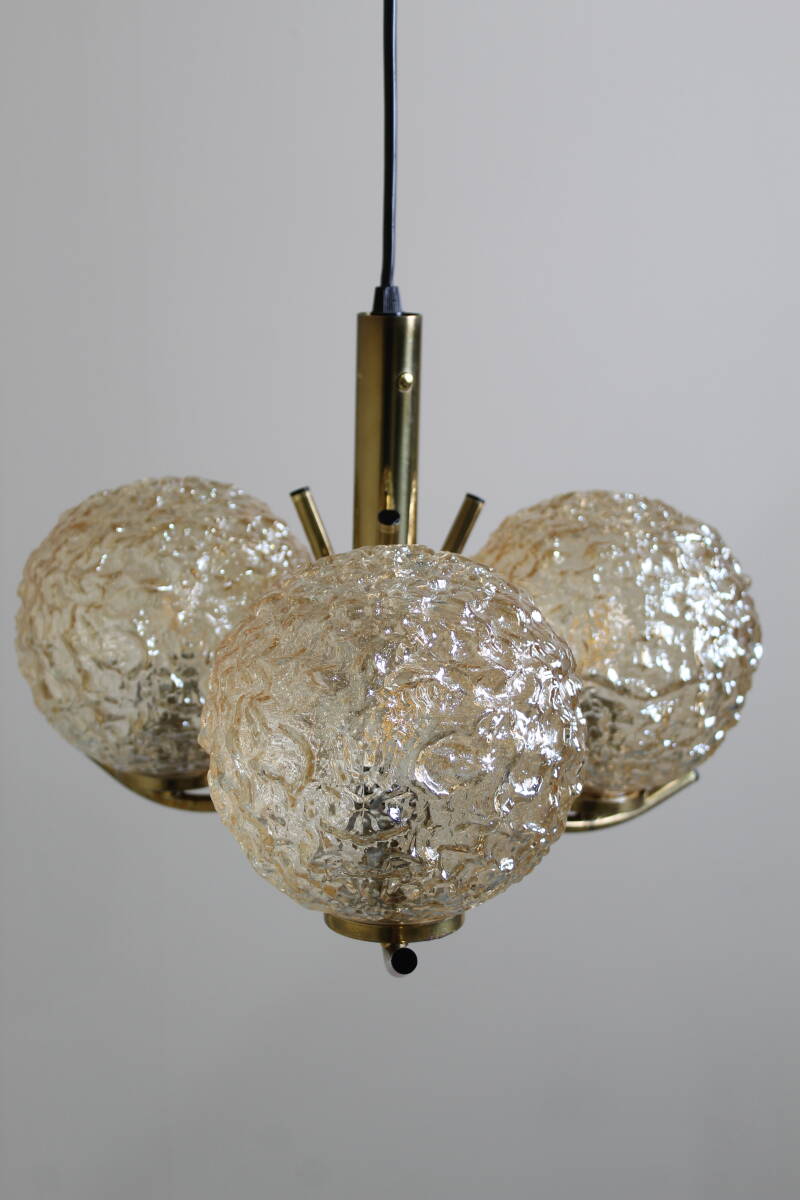 Vintage pendant lamp Richard Essig - 3-armed, brass 1970s | 01363