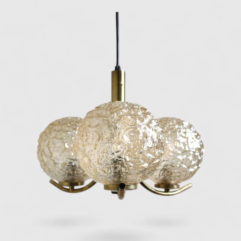 Vintage pendant lamp Richard Essig - 3-armed, brass 1970s | 01363