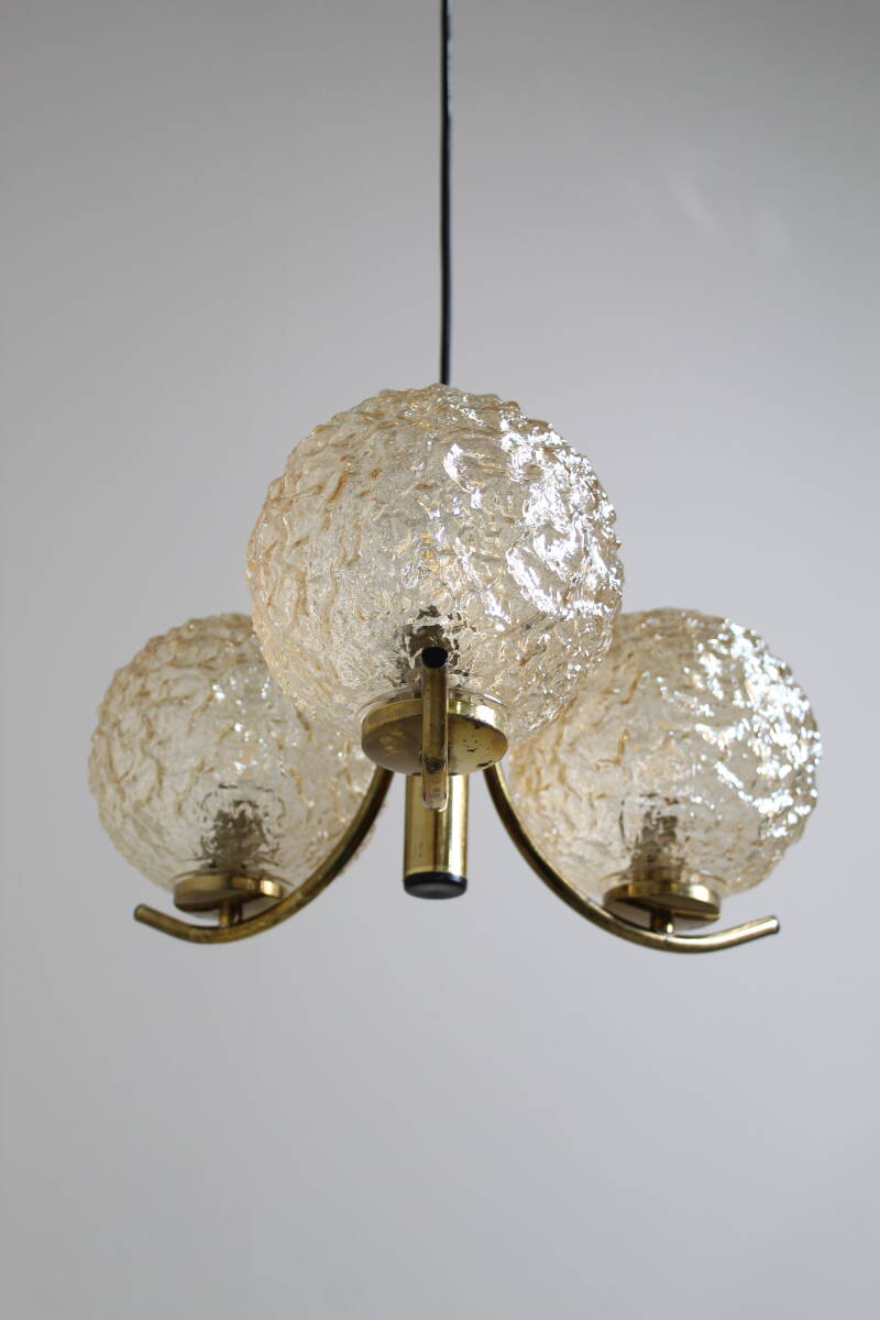 Vintage pendant lamp Richard Essig - 3-armed, brass 1970s | 01363