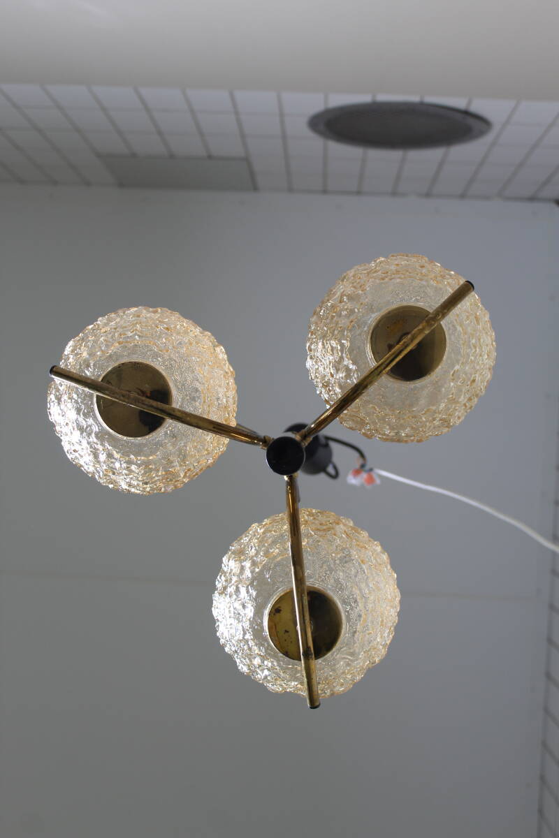 Vintage pendant lamp Richard Essig - 3-armed, brass 1970s | 01363