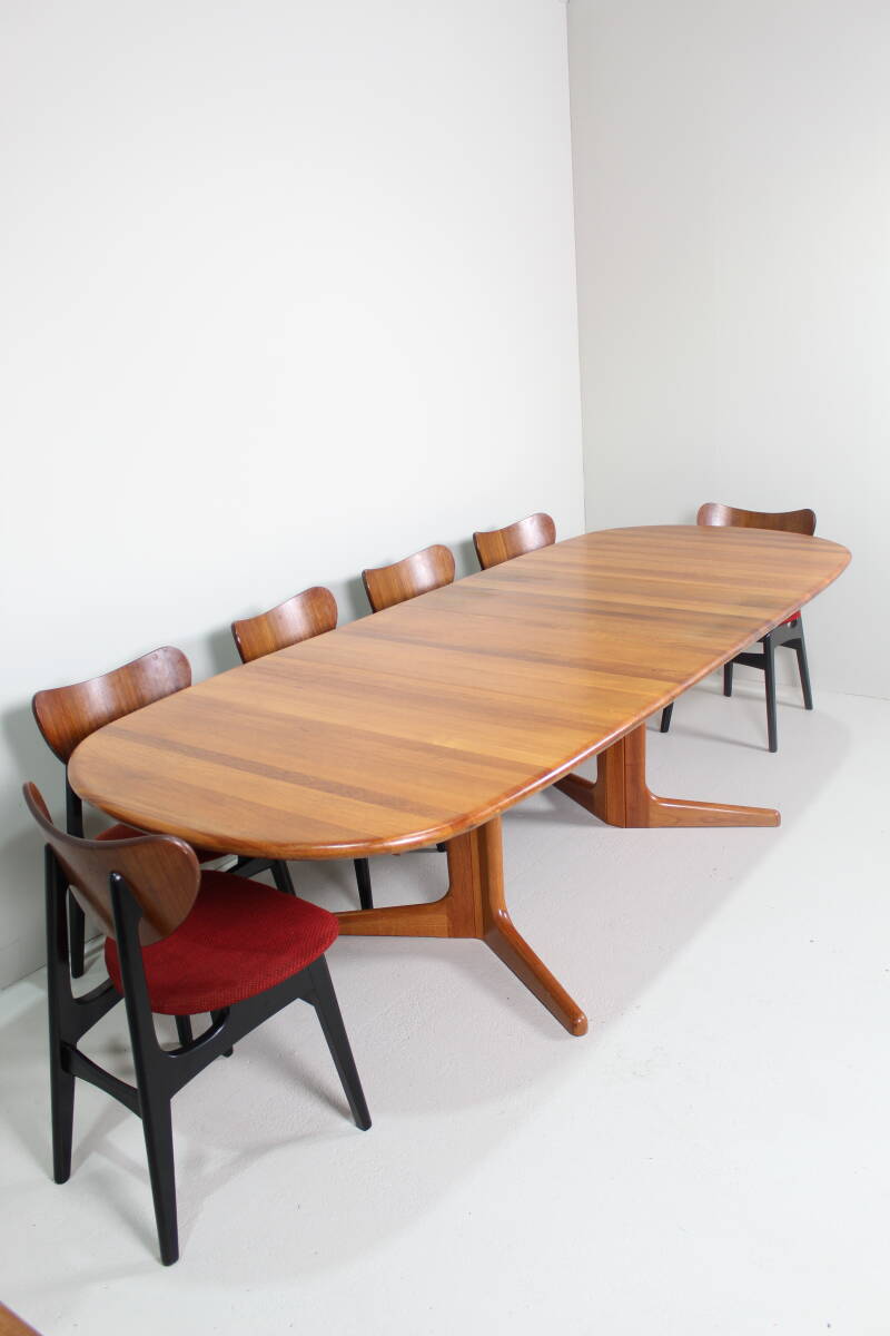 Vintage uitschuifbare eettafel, Deens design - ovaal, jaren '60 | 01449