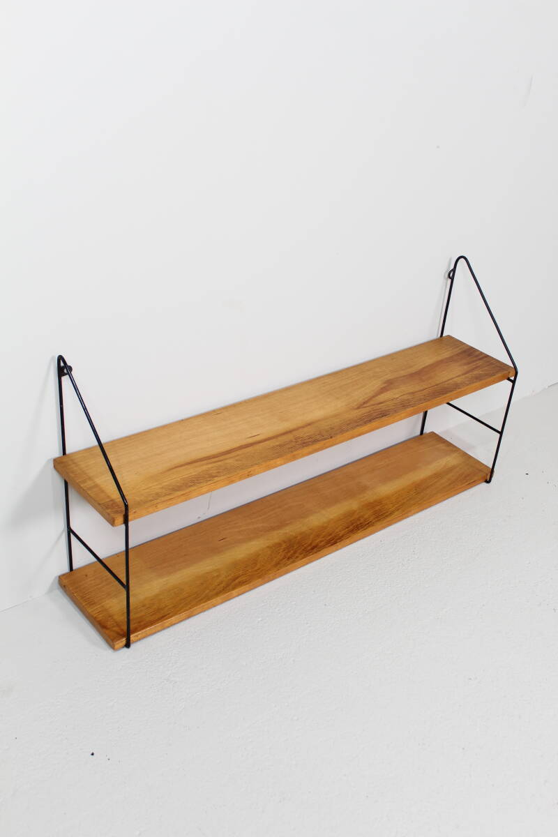 Vintage wooden wall shelf, wall rack – 60s | 014751