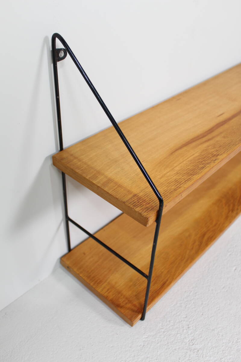 Vintage wooden wall shelf, wall rack – 60s | 014751