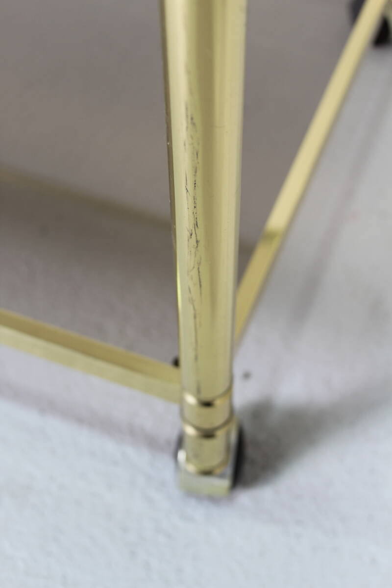 Vintage barcart, serveerwagen - messing, rookglas, jaren '70