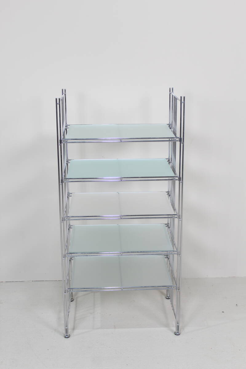 Vintage Vitrine, Wandregal, Standregal - Chrom, Glas | 01523