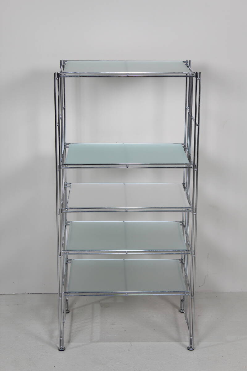 Vintage Vitrine, Wandregal, Standregal - Chrom, Glas | 01523