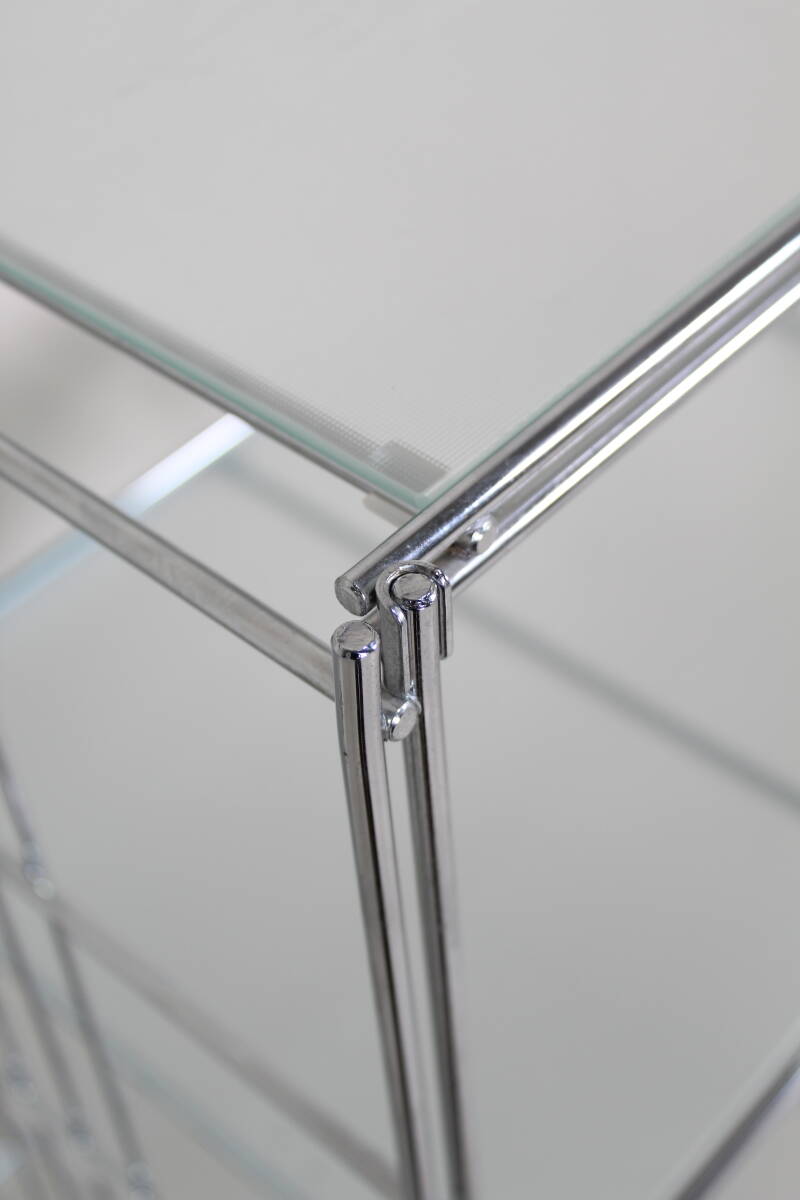 Vintage Vitrine, Wandregal, Standregal - Chrom, Glas | 01523