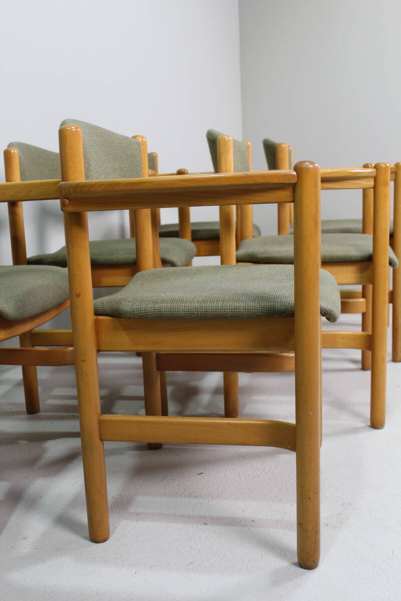6x Vintage Esszimmerstühle - 70er Jahre, grün, Holz