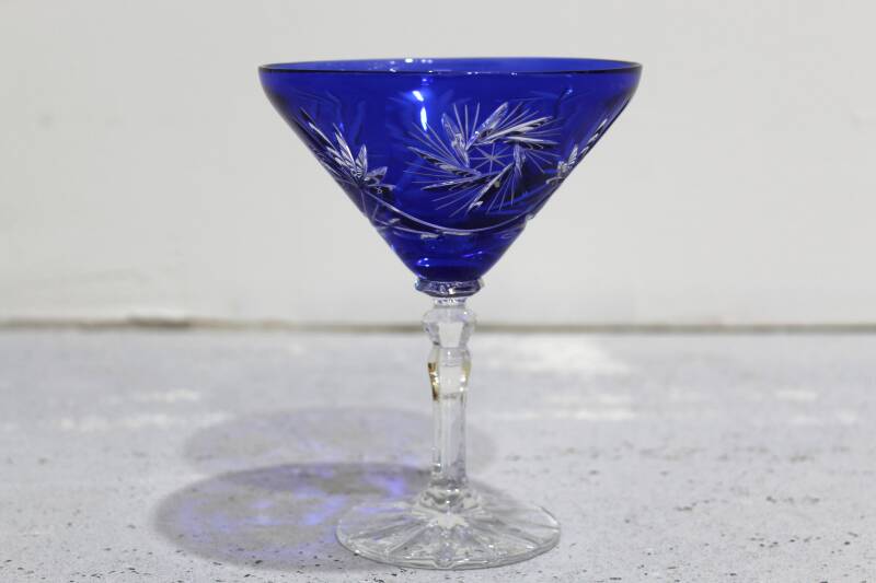 Vintage crystal martini glass - cobalt blue